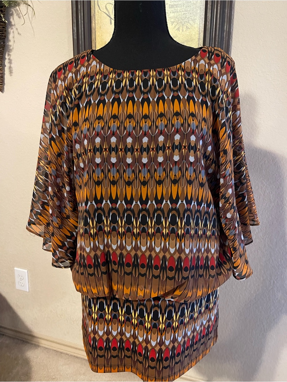 Women's Printed Flutter Sleeve Blouse  - Multicolor
